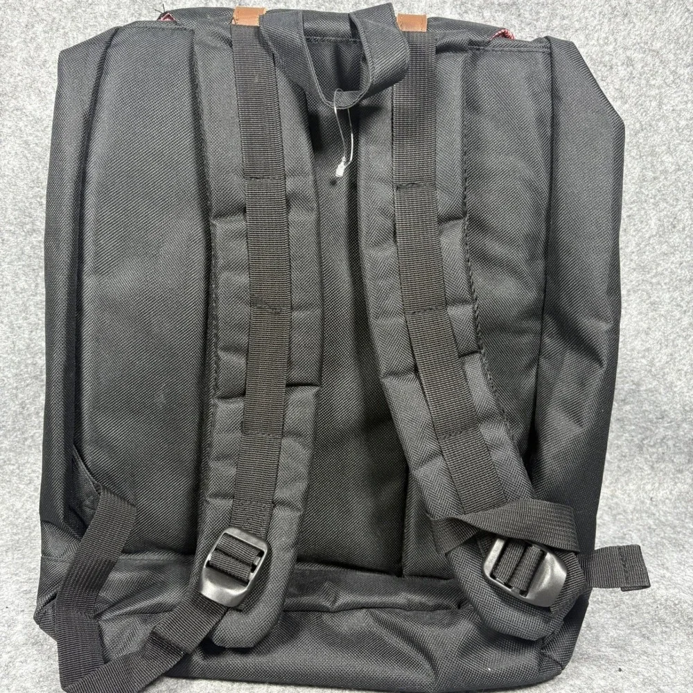 The Journeyman Collection Little America Backpack OS Black Faux Leather Straps
